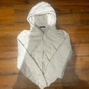 Brandy Melville White Zip-Up Hoodie